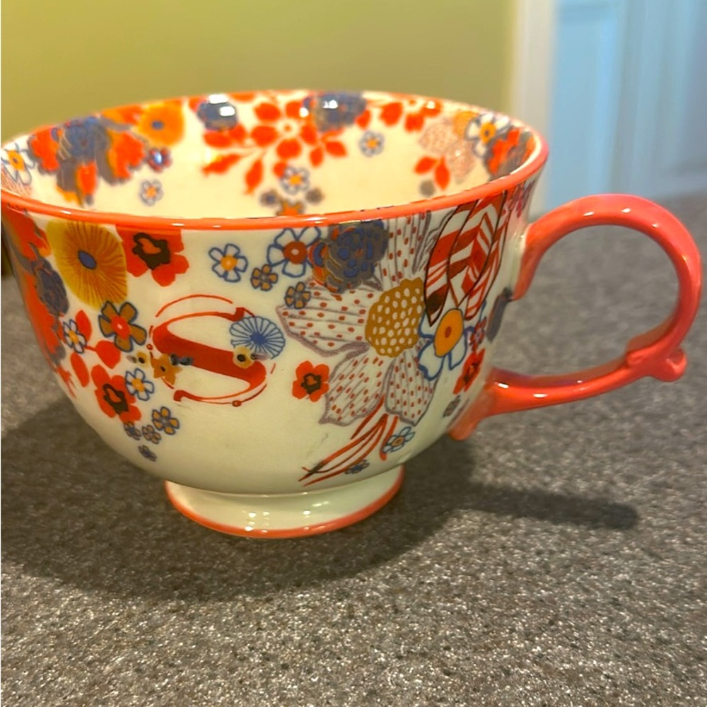 Anthropologie Floral Monogram Mug – “S”